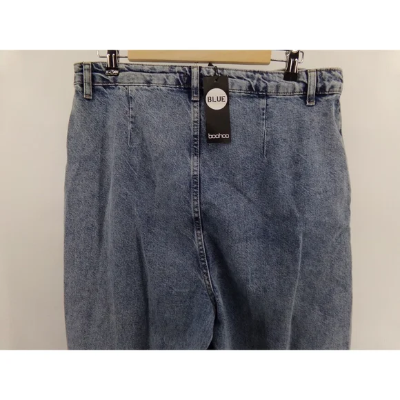 NWT Boohoo Blue Acid Wash Elastic Cuffed Women's Blue Denim Size 10 (34X29) - Picture 6 of 12